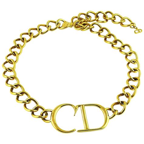 christian dior necklace gold cd|vintage christian dior cd necklace.